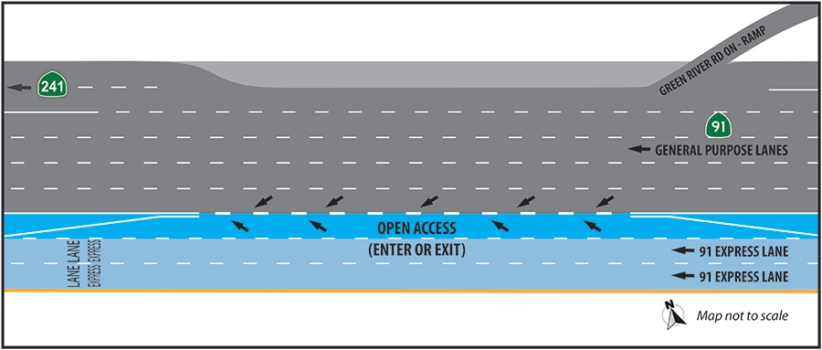 91 Express Lanes restriping graphic