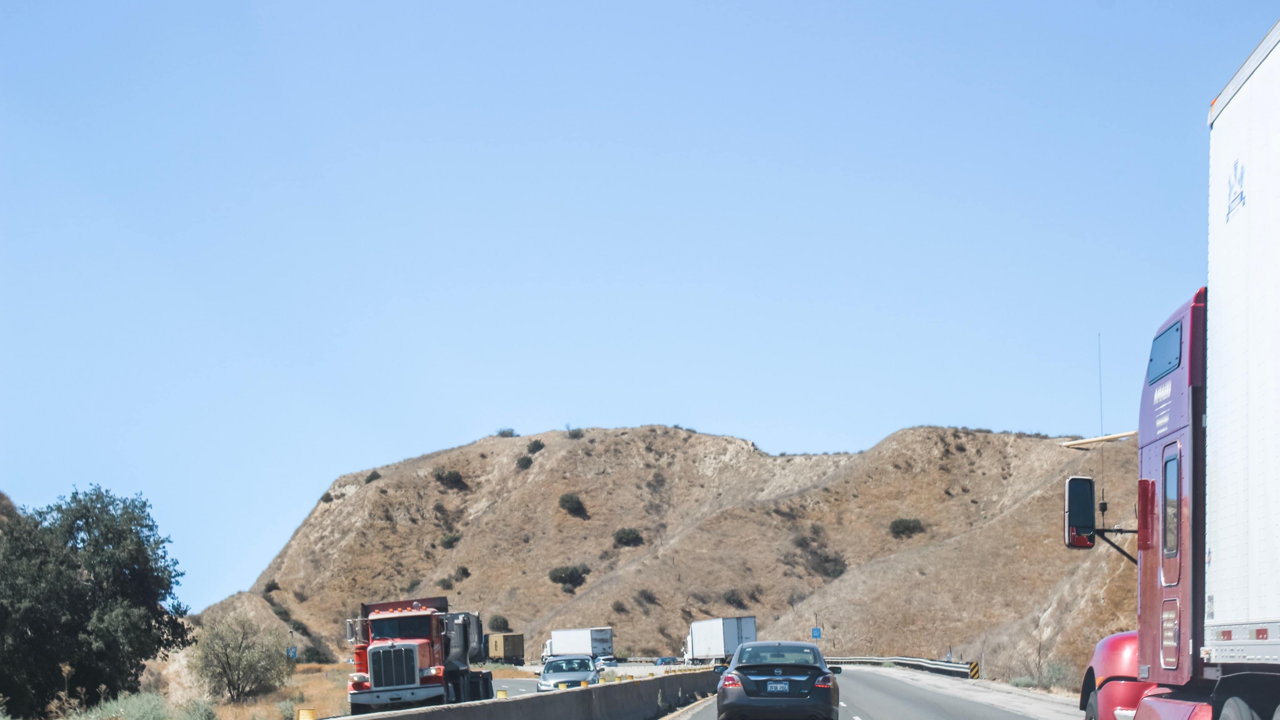 road with truck and car