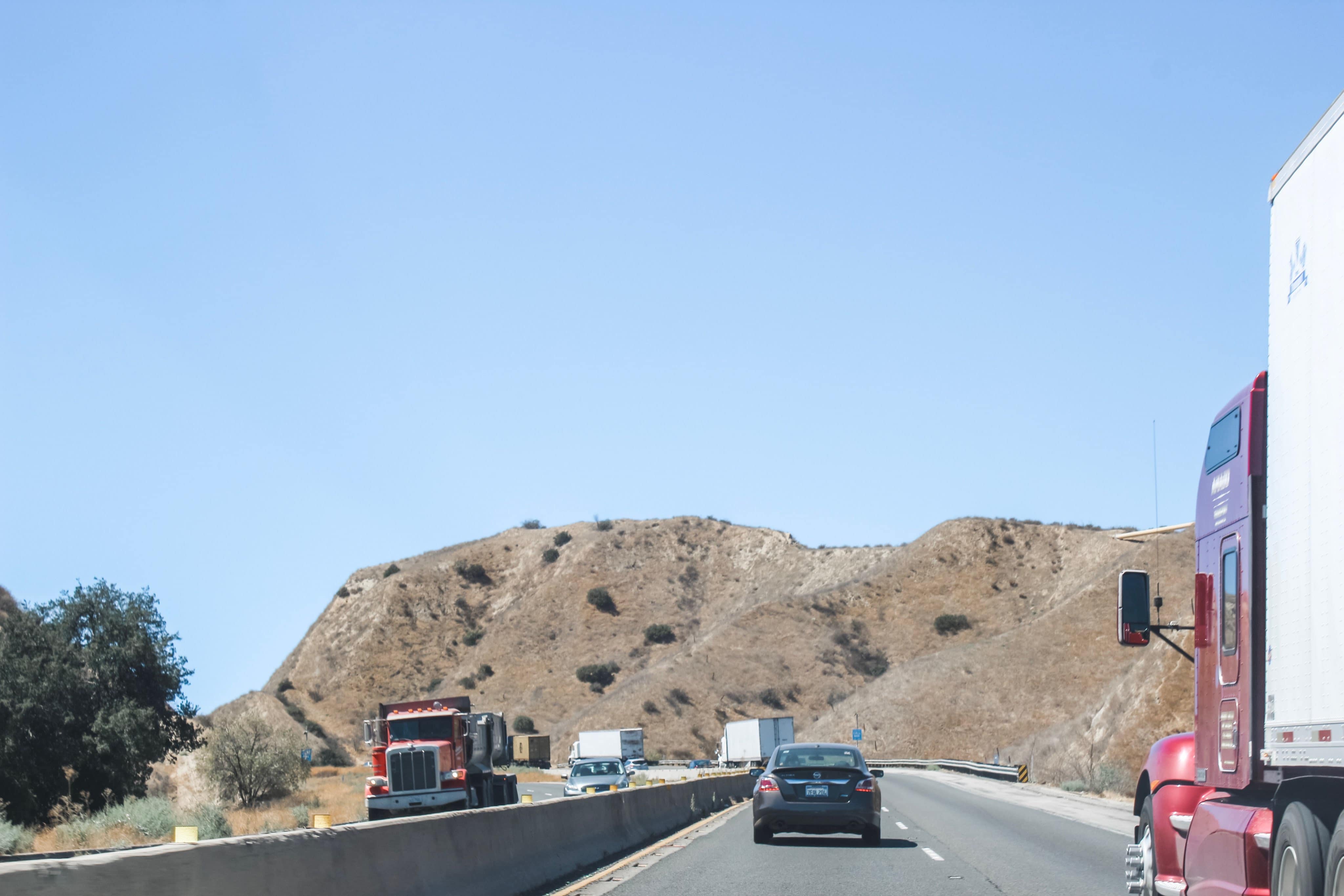 road with truck and car