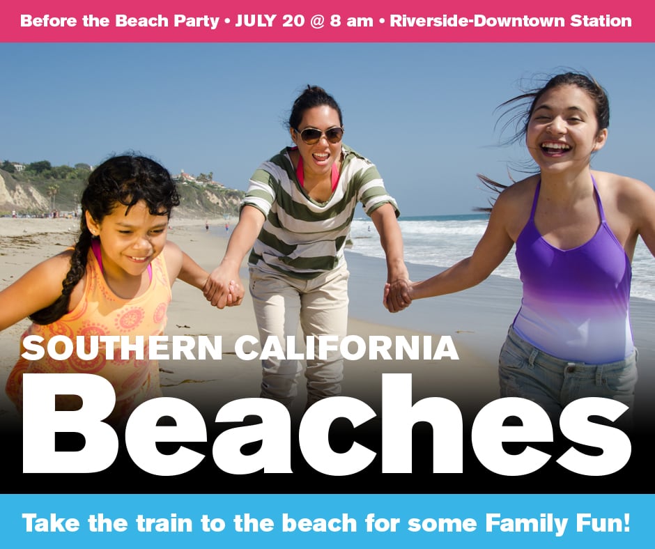 Southern California Beaches add with people playing on the sand