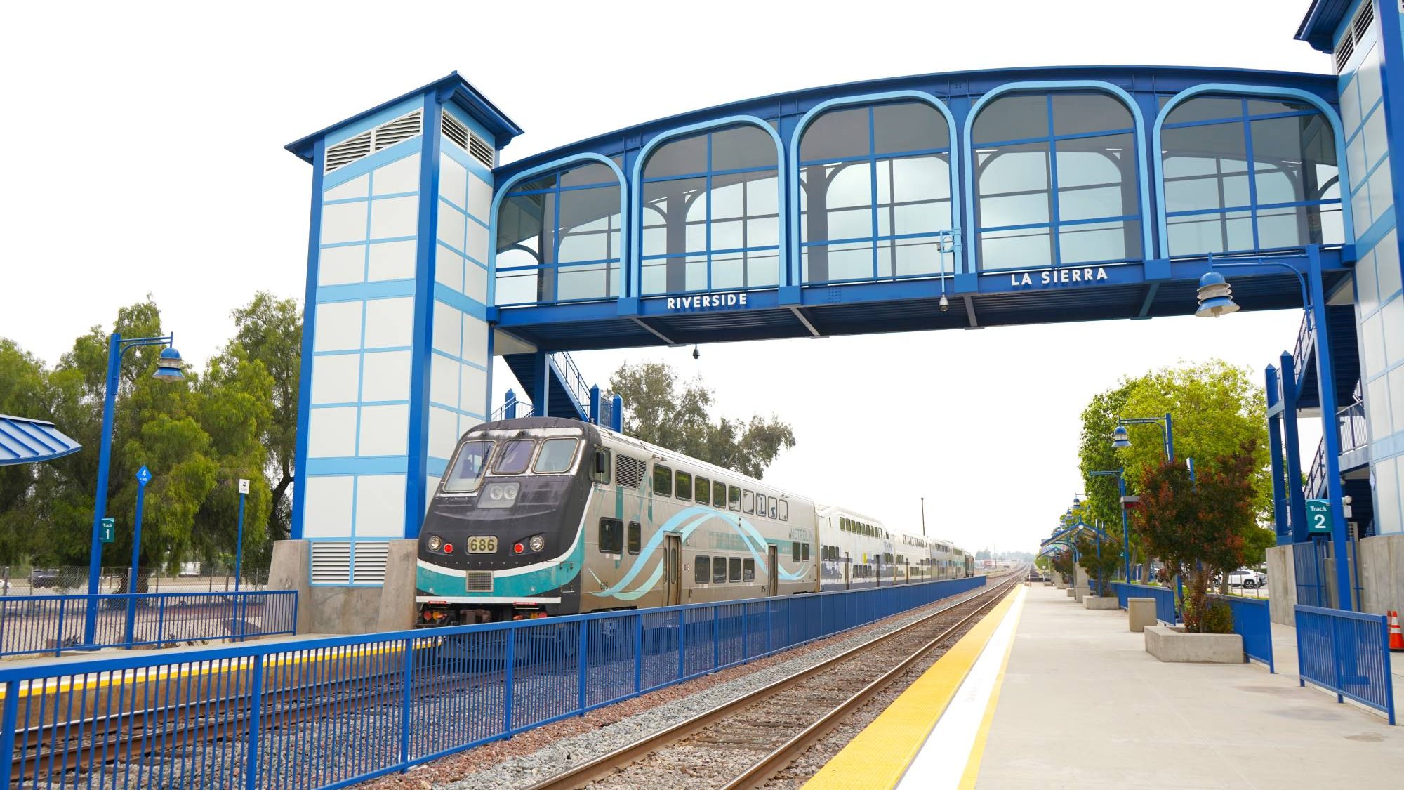 Riverside-Sierra Metrolink Station in May 2025